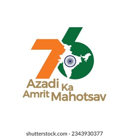 Azadi ka Amrit Mahotsav (Hindi Text Translation: the elixir of inspiration from independence fighters). India Independence day. 76 Years Anniversary. Vector Logo.