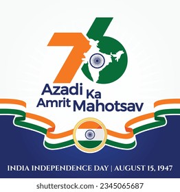 Azadi ka Amrit Mahotsav (Hindi Text Translation: the elixir of inspiration from independence fighters). India Independence day. 76 Years Anniversary. Vector Logo.