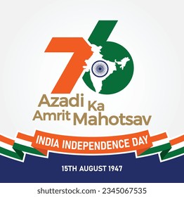 Azadi ka Amrit Mahotsav (Hindi Text Translation: the elixir of inspiration from independence fighters). India Independence day. 76 Years Anniversary. Vector Logo.