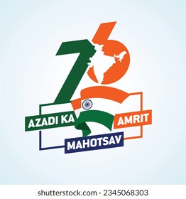 Azadi ka Amrit Mahotsav (Hindi Text Translation: the elixir of inspiration from independence fighters). India Independence day. 76 Years Anniversary. Vector Logo.