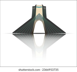 Azadi tower in iran tehran, 3d design vector