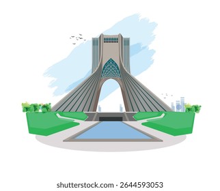 Torre Azadi. irã de teerã. obra de arte ilustrada. marco icônico em Teerã, capital do Irã