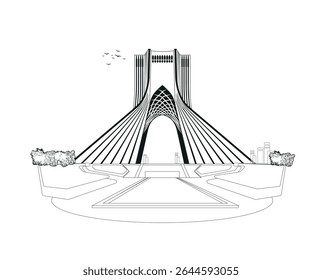 Torre Azadi. irã de teerã. obra de arte ilustrada. marco icônico em Teerã, capital do Irã