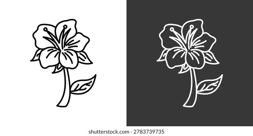 Azalea Flower Black And White Icon Set Collection Pack Vector Illustration