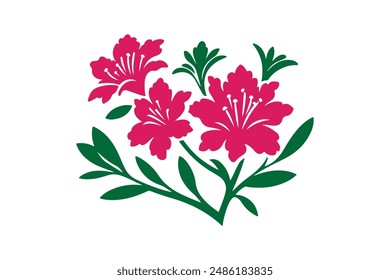 Azalea flower silhouette vector illustration.