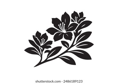 Azalea flower silhouette vector illustration.