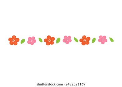 Azalea flowers border template on white background.