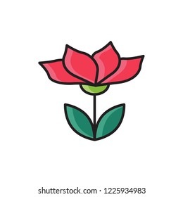 Azalea Icon Vector. Flower Icon Filled Outline Style