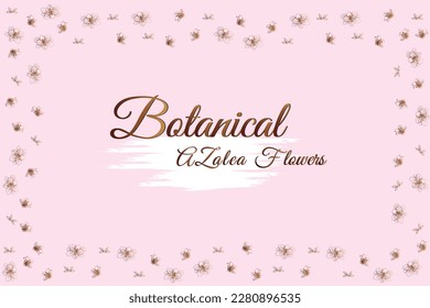 Azalea line flowers.
frame and pink background vector illustration.