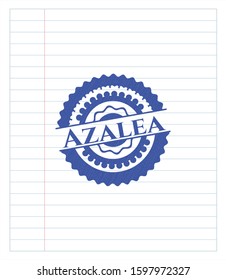 Azalea pen effect. Blue ink. Vector Illustration. Detailed.