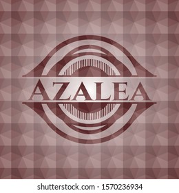 Azalea red seamless emblem with geometric background.