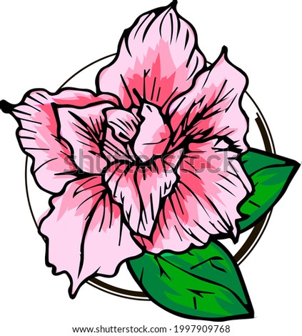 Azalea room flower in circle 