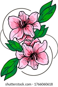 Azalea room flower. Vector element design