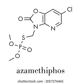 Azamethiphos pesticide molecule. Used in flypaper, veterinary medicine, etc. Skeletal formula.