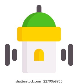 Azan in flat icon. Praying call, mosque, minaret, sound, ramadan, islamic