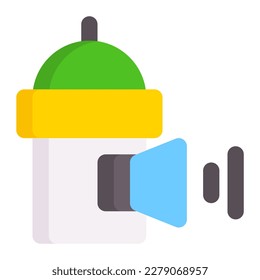 Azan in flat icon. Praying call, mosque, minaret, sound, ramadan, islamic