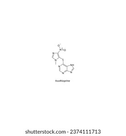 Estructura molecular esquelética plana de la azatioprina Medicamento análogo de la purina utilizado en la enfermedad de Crohn, tratamiento de la artritis reumatoide. Ilustración vectorial.