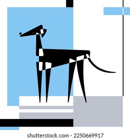 Azawakh. Dog breed silhouettes. Card template. Avantgarde graphic style. Vector Illustration on an abstract background. SSTKabstract