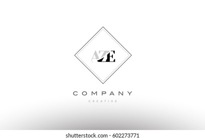 aze a z e retro vintage simple rhombus three 3 letter combination black white alphabet company logo line design vector icon template 