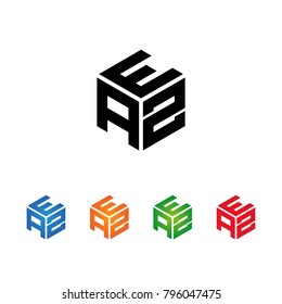 AZE,AEZ,EZA,EAZ,ZAE,ZEA letters Logo Initial Template.Modern Style. Hexagon concept.Black,Blue,Orange,Green,Red color on white background
