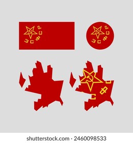Azerbaijan 1936 Soviet national map and flag vectors set....
