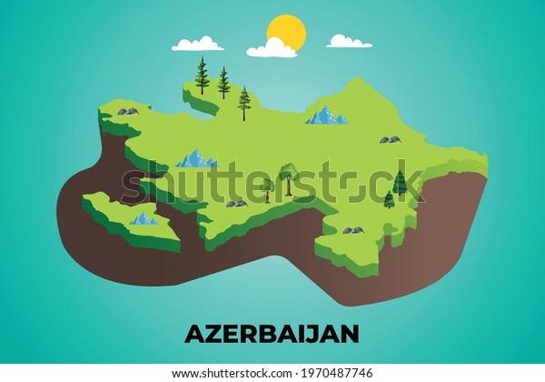 Azerbaijan 3d Isometric Map Topographic Details Stock Vector (Royalty ...