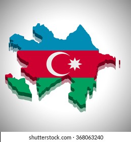 Azerbaijan - 3D map and flag