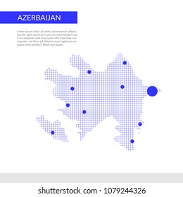Azerbaijan - abstract infographic map with lines, circles.