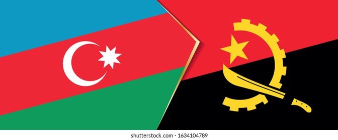 Azerbaijan and Angola flags, two vector flags symbol of relationship or confrontation.
