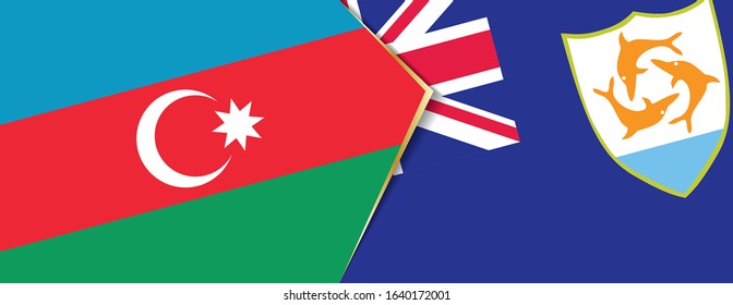 Azerbaijan and Anguilla flags, two vector flags symbol of relationship or confrontation.