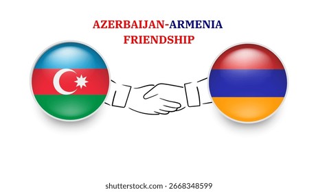 Las banderas de AZERBAIYÁN y ARMENIA en círculo con la mano temblorosa. Amistad de AZERBAIYÁN y ARMENIA. Banderas de AZERBAIYÁN y ARMENIA, aisladas sobre fondo blanco. Conjunto de iconos de Vector. Ilustración vectorial.