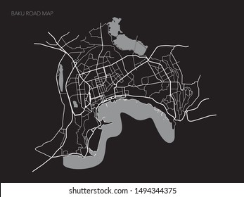 Azerbaijan Baku Road Map Vector svg
