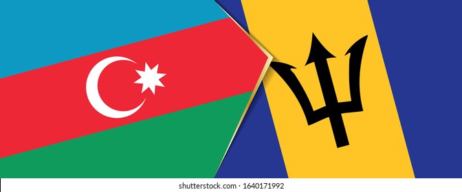 Azerbaijan and Barbados flags, two vector flags symbol of relationship or confrontation.