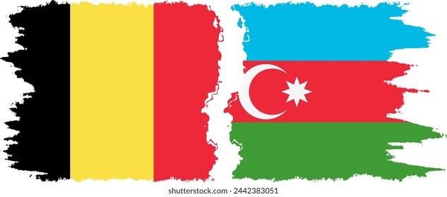 Azerbaijan and Belgium grunge flags connection, vector