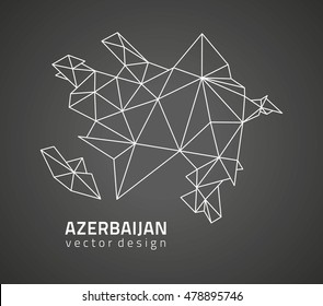 Azerbaijan black modern triangle vector map