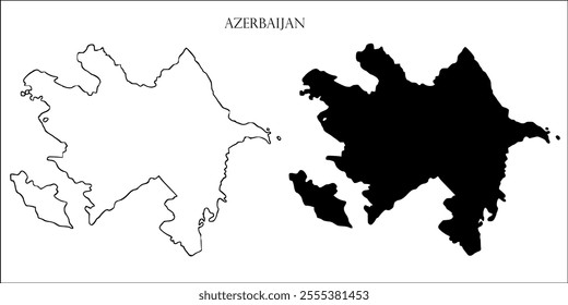 Azerbaijan Blank Map, Azerbaijan Map Outline Vector Images
