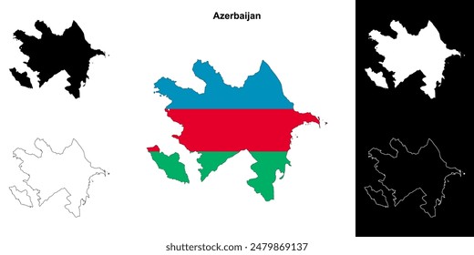 Azerbaijan blank outline map set