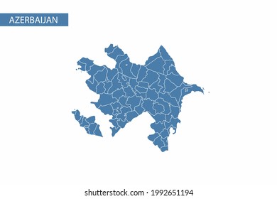 Aserbaidschan blaue Karte detaillierte Vektorgrafik.