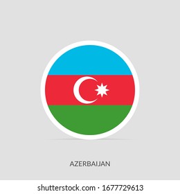 Icono de botón de Azerbaiyán con sombra, icono de bandera redonda.