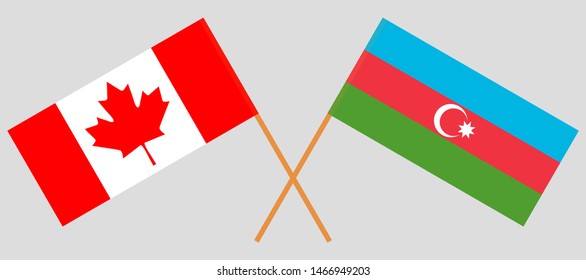 Azerbaijan and Canada. Crossed Azerbaijani and Canadian flags