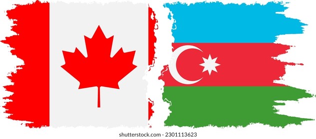 Azerbaijan and Canada grunge flags connection, vector