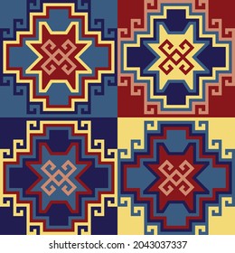 Azerbaijan carpet original design, tribal vector texture.