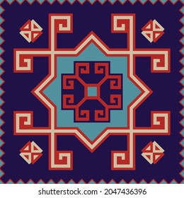 Azerbaijan carpet original design, tribal vector texture.