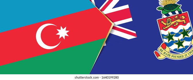 Azerbaijan and Cayman Islands flags, two vector flags symbol of relationship or confrontation.