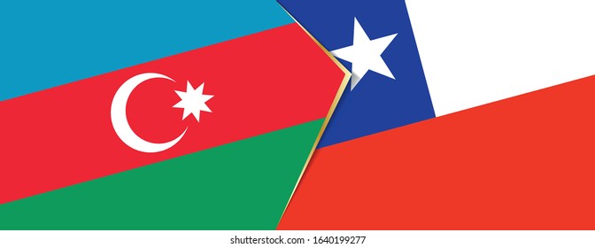 Azerbaijan and Chile flags, two vector flags symbol of relationship or confrontation.