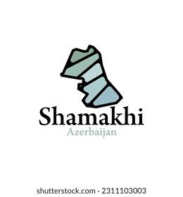 Shamakhi, ciudad de Azerbaiyán. Ilustración vectorial de mapa, Diseño de plantilla de ilustración de elementos gráficos.