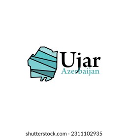 Azerbaijan City Ujar Map vector illustration, black lettering design on white background