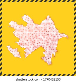 Azerbaijan closed - virus danger sign. Lock down country icon. Black striped border around map with virus spread concept. Vector illustration.