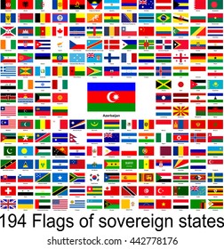Azerbaijan, collection of vector images of flags of the world