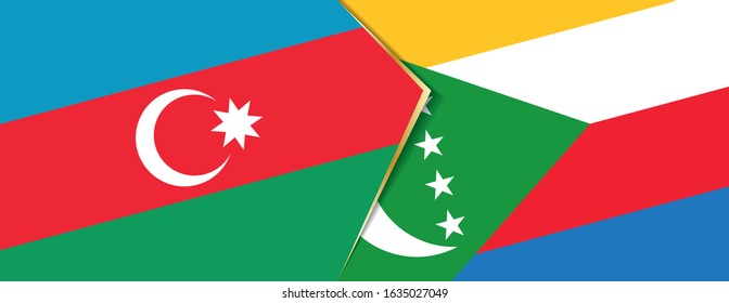 Azerbaijan and Comoros flags, two vector flags symbol of relationship or confrontation.